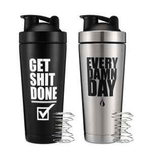 China Custom Logo 750ml Shaker Cup Insulated Stainless Steel Water Bottles With Wire Whisk factory