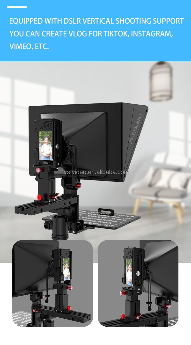 4-15 inch Mobile Phone/Tablet Prompting Teleprompter with Remote Control from TYST