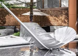 China Handmade Feather Outdoor Pool Sculptures Stainless Steel 3D Metal Art Sculpture factory