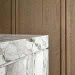 Villa White Oak Wood Veneer Kitchen Marble Countertop Frame Line Door Panel