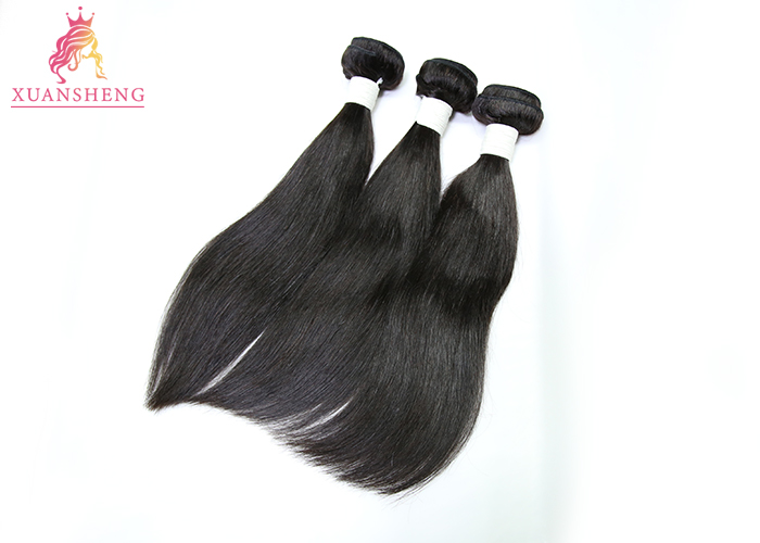 Natural Black Peruvian Human Hair / Straight Hair Bundles No Shedding