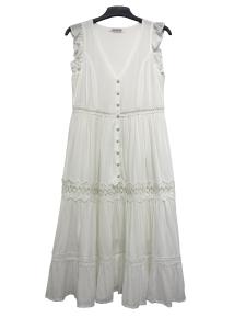 China White Custom Womens Dresses Short Sleeve Dresses With Lace Trims Spring Summer Wear factory