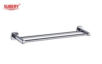 Double Rod Hand Towel Holder Brass Bathroom Chrome Color OEM Brass Base Square