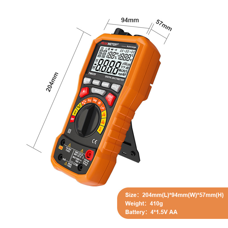 6000 counts Handheld Digital Multimeter Lux Sound Level And Frequency 5 In1 Measurement Tester