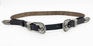 China 2.2cm Width Women'S Fashion Leather Belts Black Color With Two Buckles factory