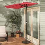 Bistro Outdoor Garden Patio Hand Crank Lift Umbrella 9*4.5*7.87 FT Half Round
