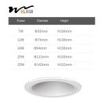 Household Cob Led Downlight Indoor Work Light 3500K 4000K 5000K