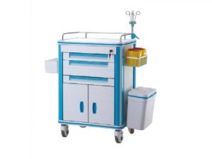 China Hospital ABS Medical Emergency Trolley Medical Trolley Equipment With I.V Pole factory