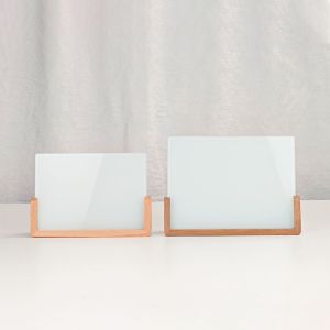 Durable Tabletop Sublimation Glass Photo Frame With Wooden U Shaped Base Custom