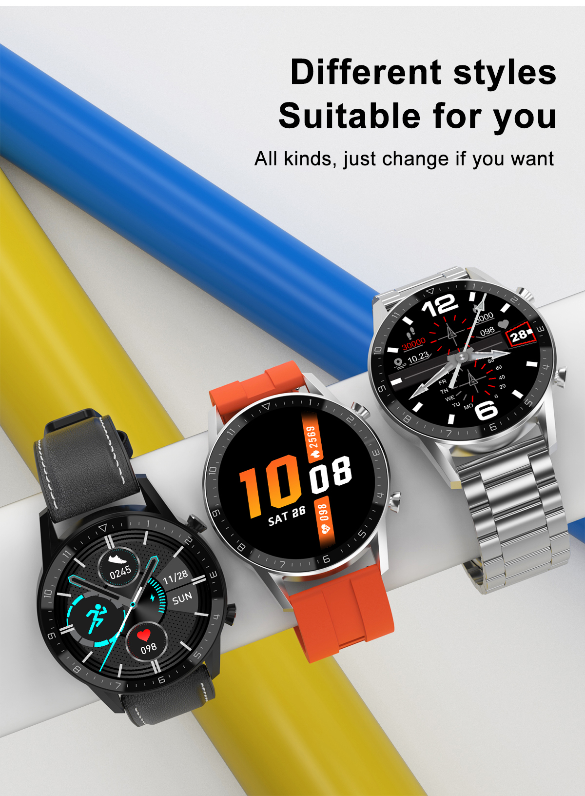 1.3 Inch IP67 Magnetic Wireless Charging Smartwatch 200mAh PK L13 AW9