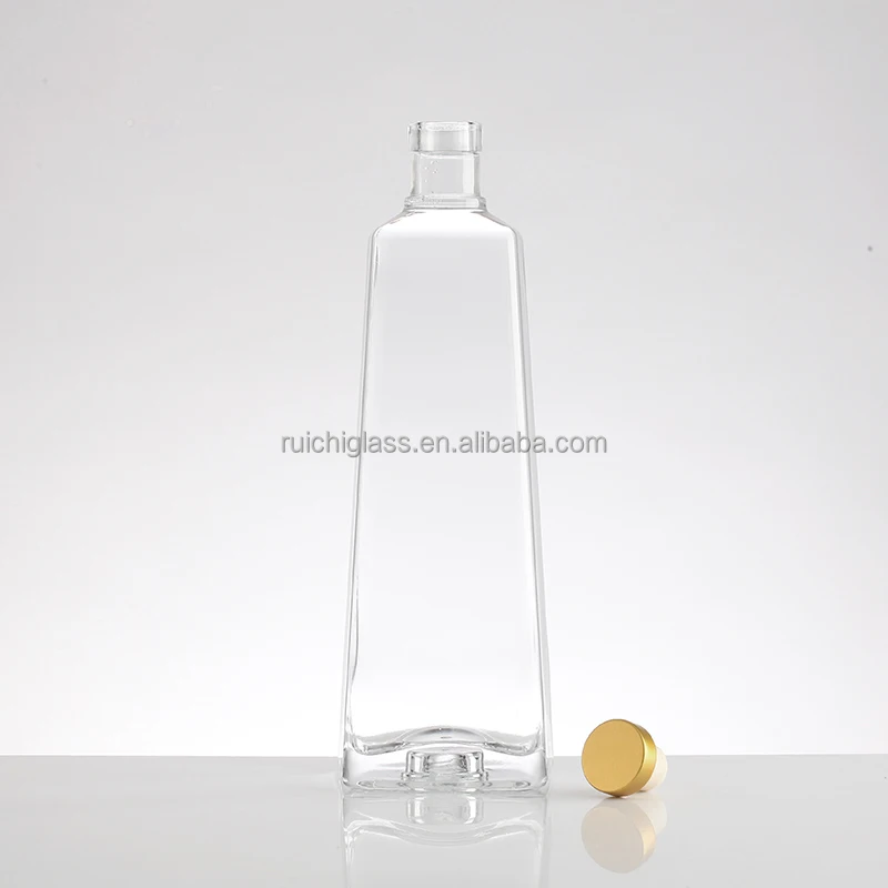 Hot Stamping Surface Handling 375/500/750/1000ml Luxury Square Whisky Gin Glass Bottles
