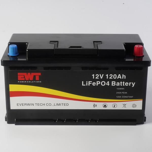 Long Lasting 12V 120AH Lifepo4 Battery Pack For Solar System Black Charge