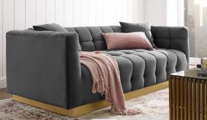 China Ergonomic Design Customized Grey Velvet Lounge Sofa For Living Room factory
