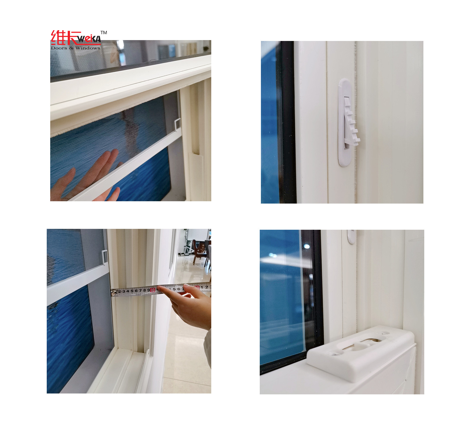 Double Tempered Glass Vinyl PVC Profile UPVC Double Hung Window For Safety Performance
