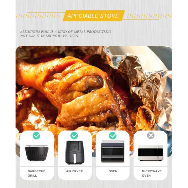 Kitchen 25sqft Heat Resistant Food Grade Paper Roll Customize Length Aluminum Foil Roll