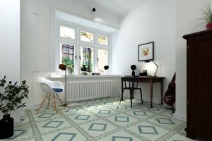 China Large PVC Self Adhesive Geometry Puzzle Square Floor Tile factory