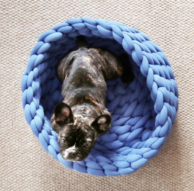 small round cat bed