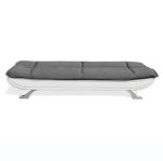 Charcoal Fabric White Faux Leather Tufted 3 Seater Sofa Bed With Chrome Feet