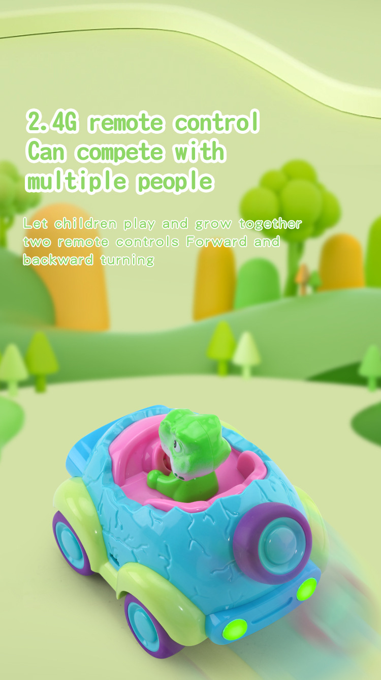 Remote Control Cartoon Dinosaur Toy Car with Full Lighting and Music Children's Edition