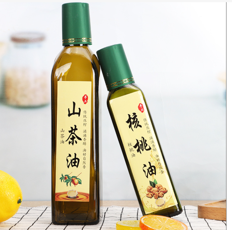 Cooking Oil Sauce Vinegar Glass Bottle with Cork Lid 375ml 500ml 750ml Black Matte