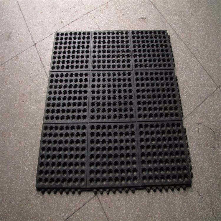 Anti-slip black rubber hole floor mat