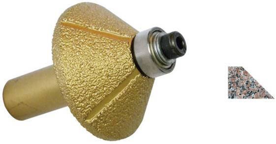 45 Degree 1/2" X 1 5/8" Diamond Profile Chamfer Router Bit For Marble Grinding Wheel