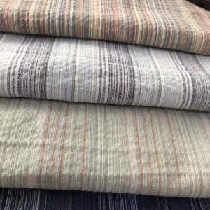 China Stonewashed 80gsm-150gsm Check And Stripe Fabrics Yarn Dyed Linen For Clothing factory