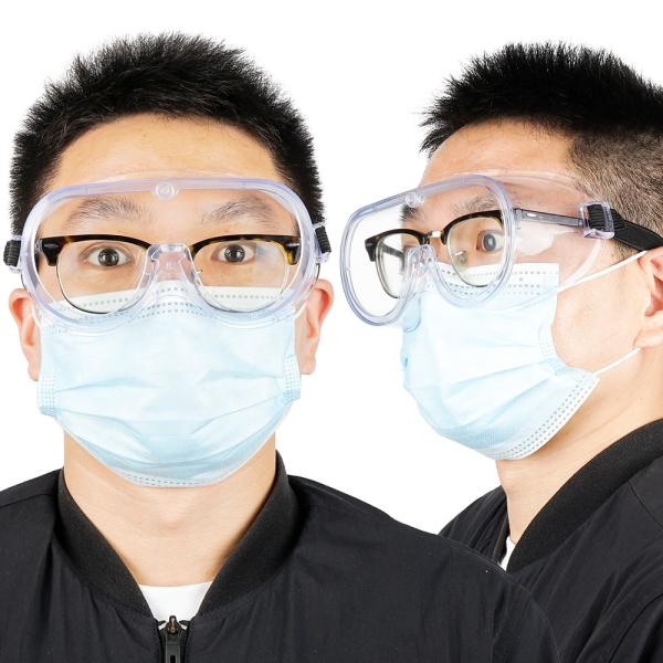 Disposable Clear Lens Wide Version Medical Safety Goggles With Adjustable