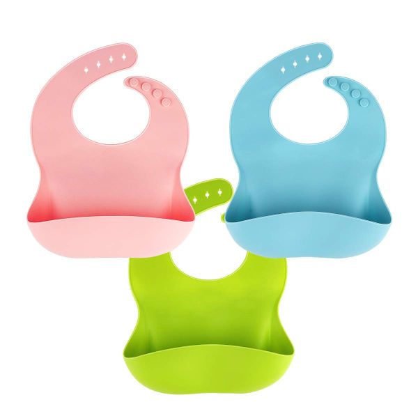 Waterproof Soft Silicone Dinnerware Set Bib Adjustable BPA Free