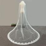 108" Embroidery Cord lace with Rhinstone Ivory/White Bridal Veil Wedding