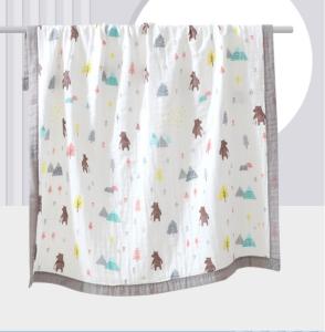 China Vivid Pattern Combed Cotton 4 Layer Gauze Fabric Infants Cover Wrap factory