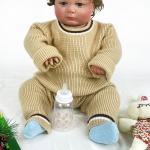Unisex 2 Pieces Set Ribbed Knit Sweater Infant New Born Newborn Clothes Baby
