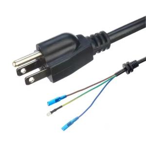 China ETL Certified 3-Copper Core SJTW 10/12/14 Awg 3 Prong PVC Insulated Wire Nema 5-15p To Bare End AC Power Cords factory