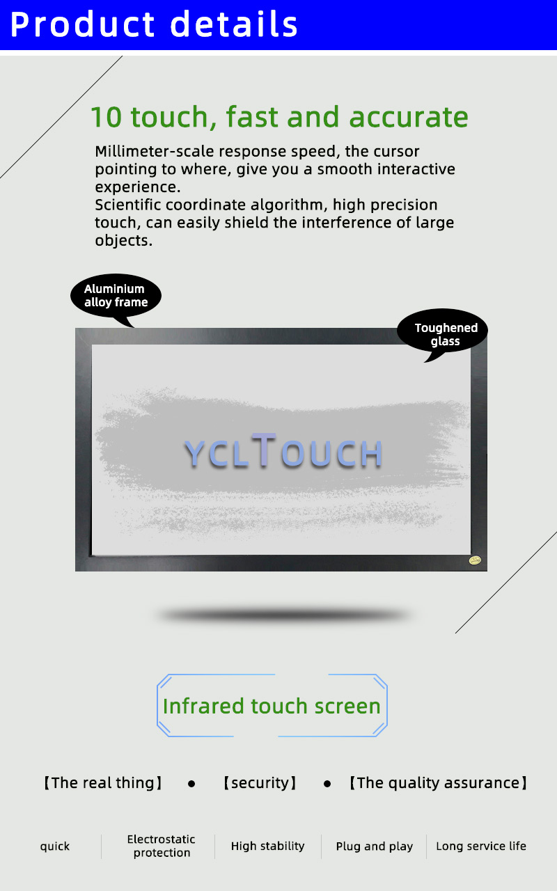Smart Interactive DIY IR Touch Frame Panel Overlay 18.5 Inch Black