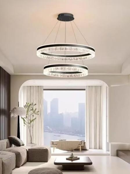 Exquisite Double Circle Living Room Bedroom LED Interior Chandelier Brilliant