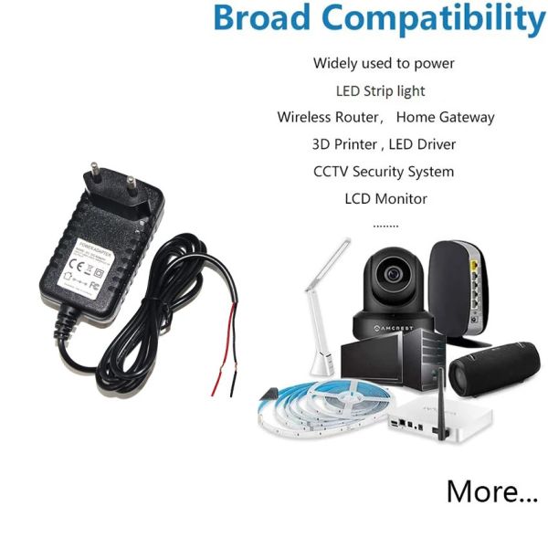 12V 2A DC Power Adapter with 5.5x2.1mm Plug