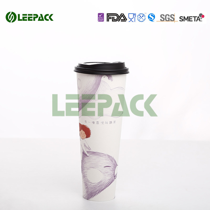 22OZ Hot Single Wall Paper Cups insulated eco disposable tea cups Bright Yellow Green Wholesale