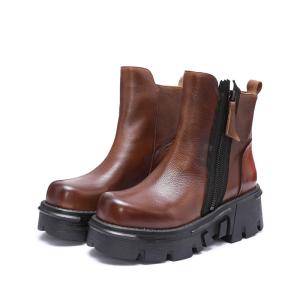 China S205 Manufacturers autumn and winter thick-soled high-heeled simple fashion all-match Martin boots increase handmade lea factory