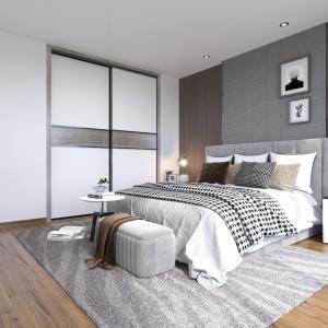 China Factory Matt Grey Modern Sliding Door Wardrobe 180cm E1 Standard Chipboard factory