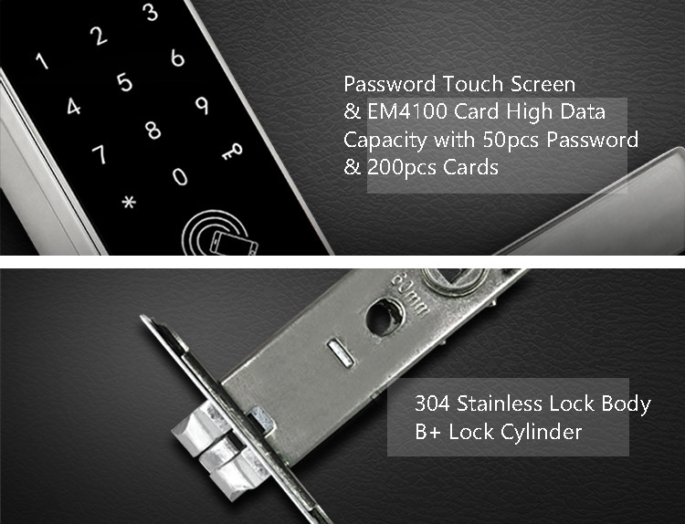 Fingerprint Card Bluetooth Door Lock Light Weight 168mm * 68mm For Homes