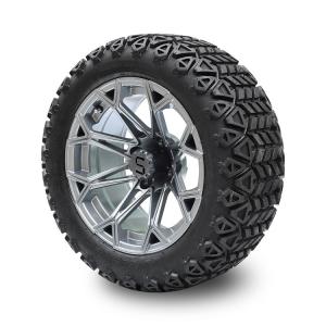 China 14 Inches Golf Cart Gunmetal Wheels and 22*10-14 High Profile Tires Combo 4 PLY Lift Required factory