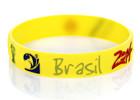 China debossed and color filled brasil the world cup football fan elastic wristbands factory