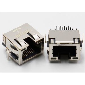 Latch Up Shielded Right Angle RJ45 Connector Thru - Hole Mounting With LED