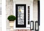 Natural Lighting Elegant Inlaid Wrought Iron Door Glass For Building Hand Forged
