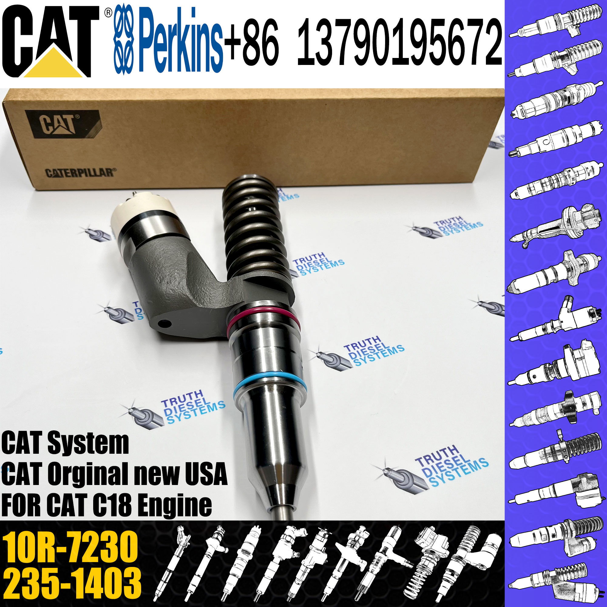 Diesel Engine Parts fuel injector 291-5911 10R-7230 1OR-2772 10R-0955 1OR-7231 365-8156 For C-A-T Caterpillar Excavator