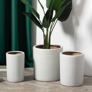 China The Latest Design Reliable Hotel Outdoor Corridor Decoration Cylinder Flower Pots White Large Ceramic Pots Planter factory