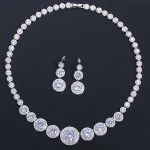 China AAA CZ CZ Crystal Necklace Pendant Necklace Rhinestone CZ Jewelry Set Women Wedding Necklaces Jewelry for Gift factory