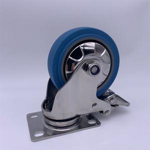 China Heavy Duty Rubber Wheel Swivel Lockable Caster Elastic High Rebound 4 Inch factory