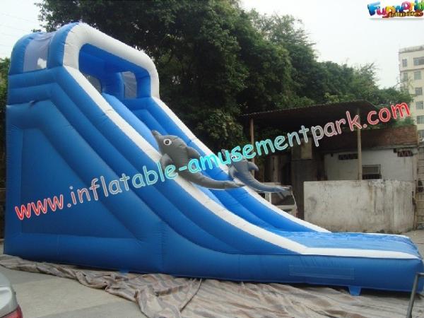 Customised 18 OZ PVC Dolphin Commercial Inflatable Slides For Amusement Parks 8