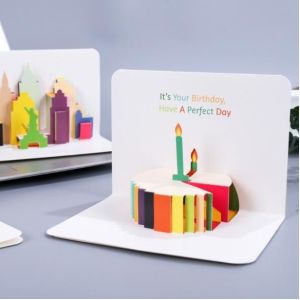 China Happy Birthday Personalised Printed Cards 105x145mm White Cardboard 3D Pattern on sale